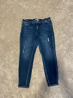KanCan Dark Blue Skinny Jeans with Subtle Distressing